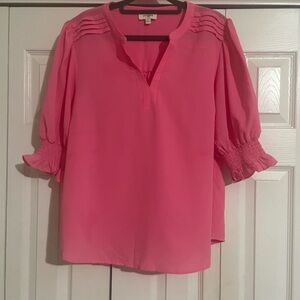 Umgee Hot Pink Pleated Blouse